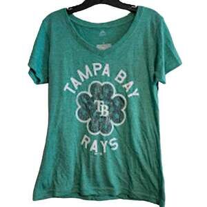 Medium Fanatics Tampa Bay Rays shamrock baseball Vneck